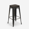 sgabello alto da bar vintage industriale top legno h78cm brush up 