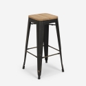 sgabello alto da bar vintage industriale top legno h78cm brush up