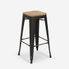 sgabello alto da bar vintage industriale top legno h78cm brush up