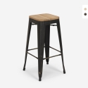 sgabello alto da bar vintage industriale top legno h78cm brush up