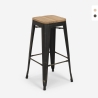 sgabello alto da bar vintage industriale top legno h78cm brush up