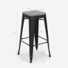 sgabello alto da bar vintage industriale top legno h78cm brush up