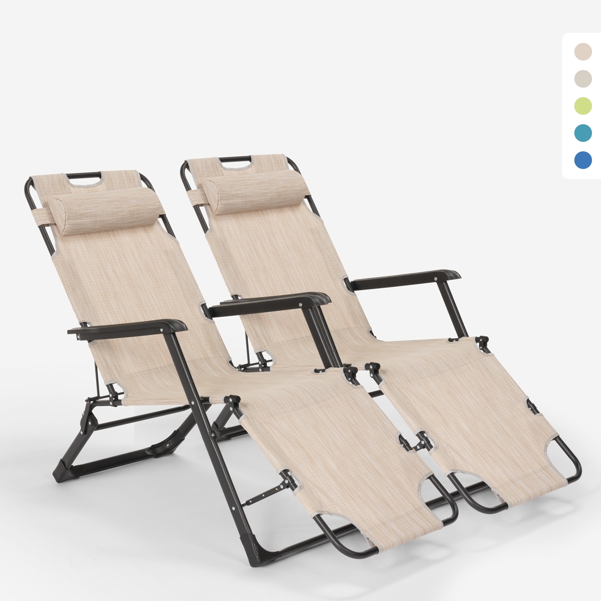 2 Sedie sdraio spiaggia giardino pieghevole multiposizione Emily Lux Zero Gravity