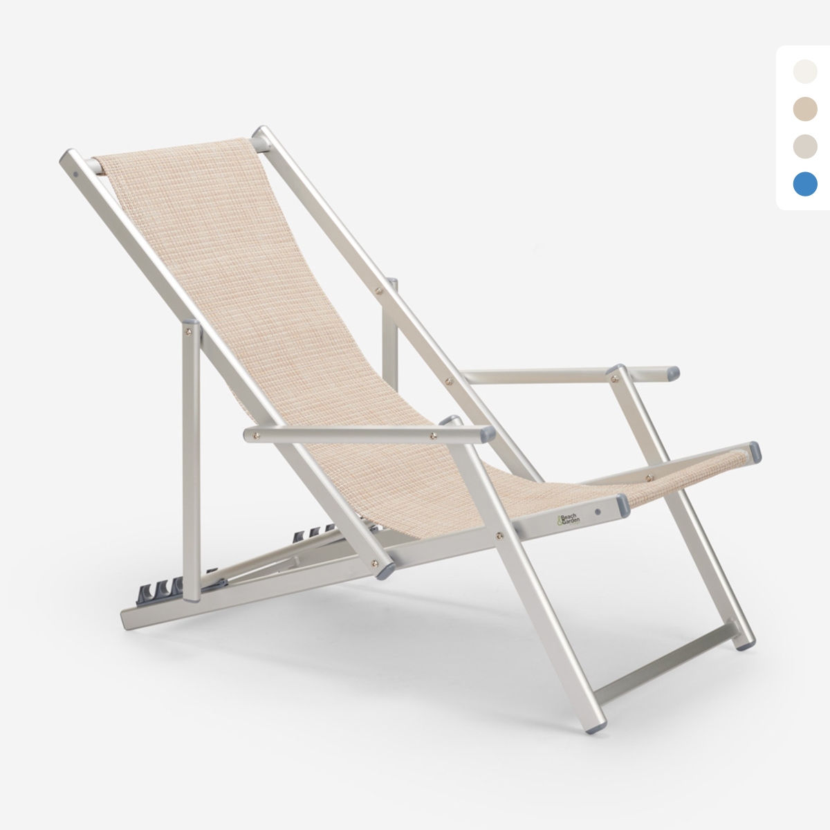 Sedia sdraio mare spiaggia braccioli alluminio pieghevole Riccione Gold Lux