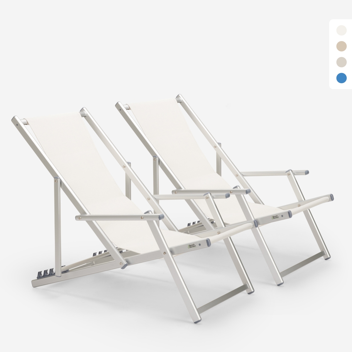 2 Sedie sdraio mare spiaggia braccioli alluminio pieghevole Riccione Gold Lux Catalogo