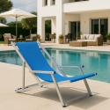 2 Sedie sdraio mare spiaggia braccioli alluminio pieghevole Riccione Gold Lux