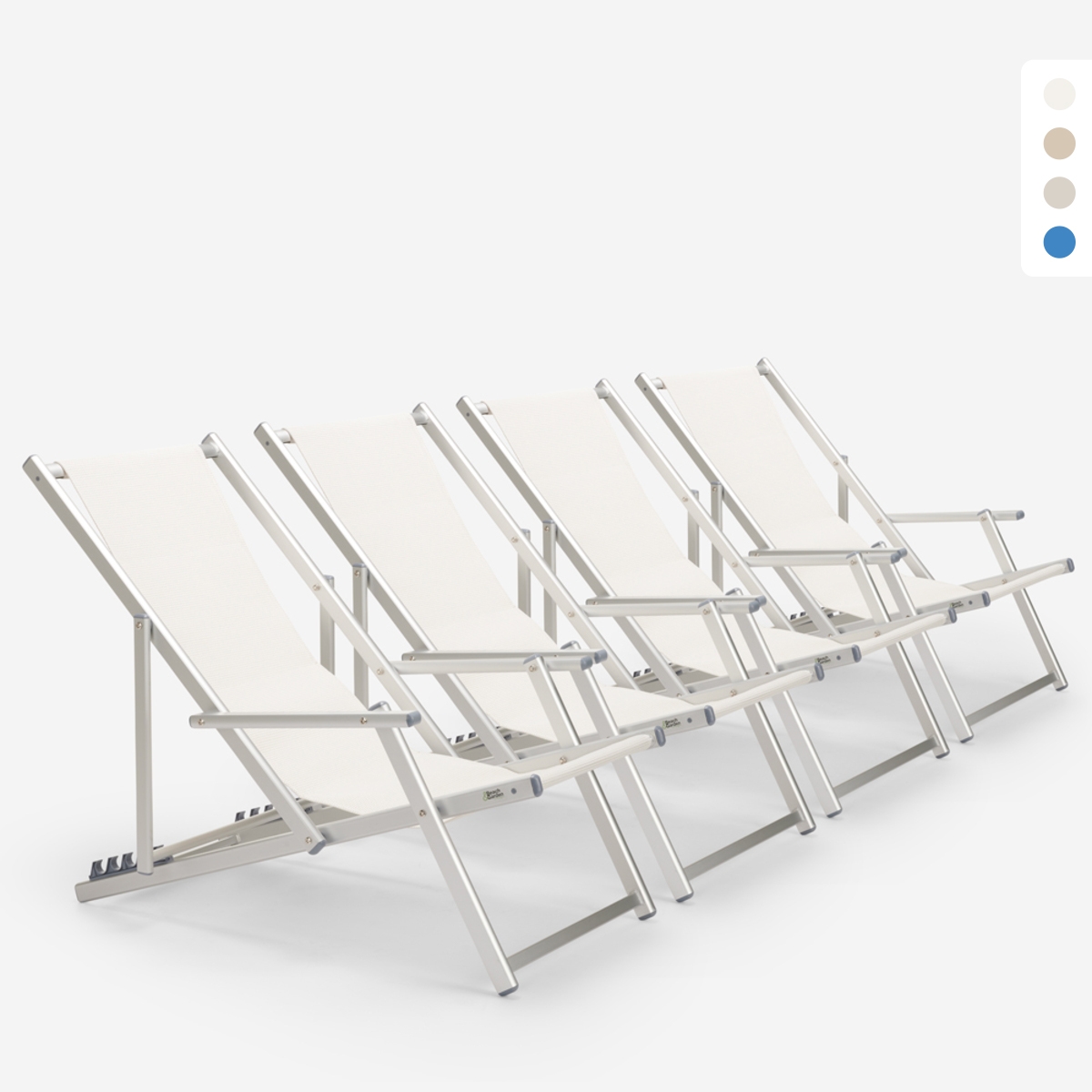 4 Sedie sdraio mare spiaggia braccioli alluminio pieghevole Riccione Gold Lux