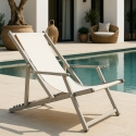 4 Sedie sdraio mare spiaggia braccioli alluminio pieghevole Riccione Gold Lux