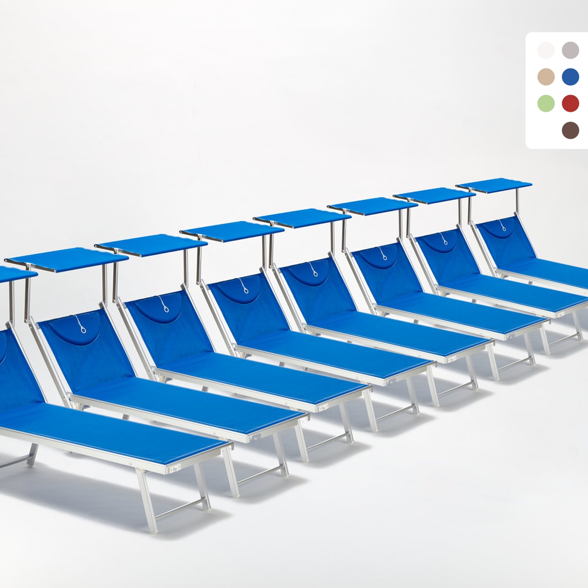 Stock 20 Lettini spiaggia mare prendisole in alluminio Santorini Promozione Stock 20 Lettini spiaggia mare prendisole in alluminio Santorini Promozione