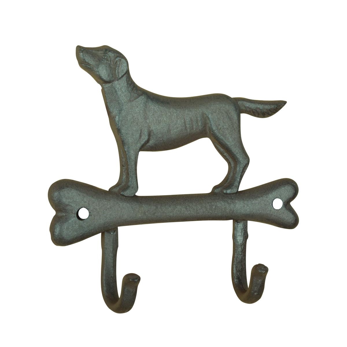 Appendino da parete a forma di osso con cane e 2 ganci