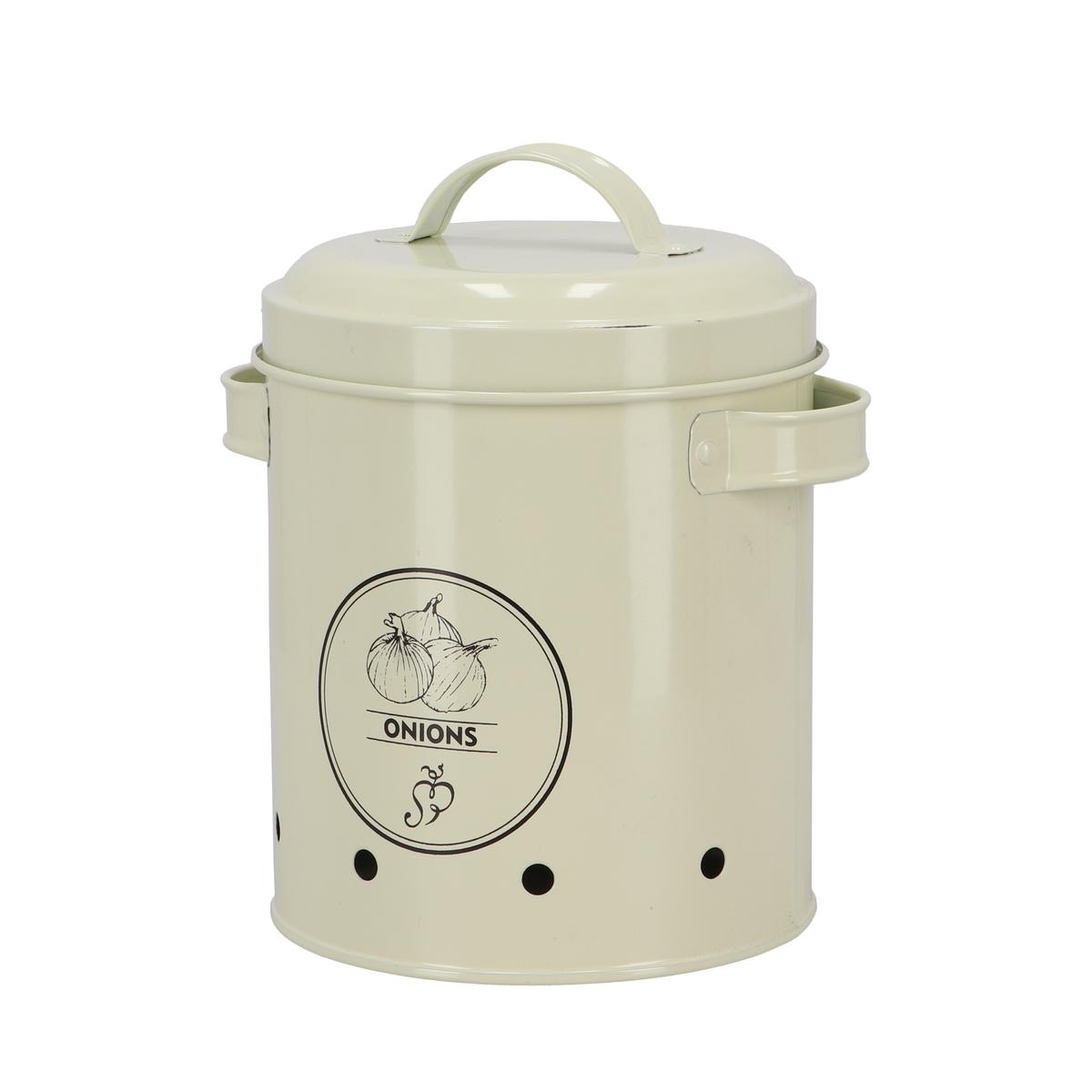 Barattolo vintage porta cipolle in latta forata con coperchio Promozione Barattolo vintage porta cipolle in latta forata con coperchio Promozione