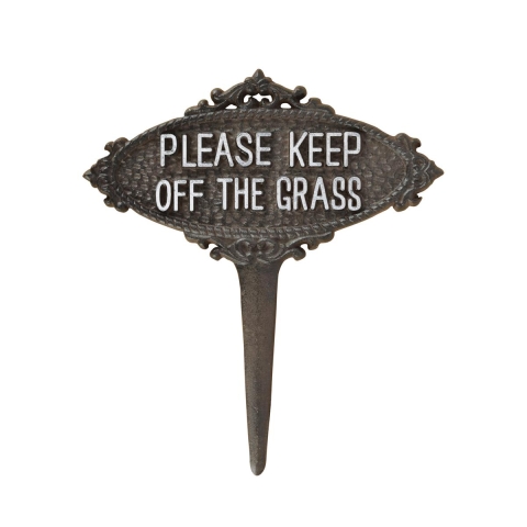 Cartello paletto da giardino in ghisa Keep Off The Grass Promozione