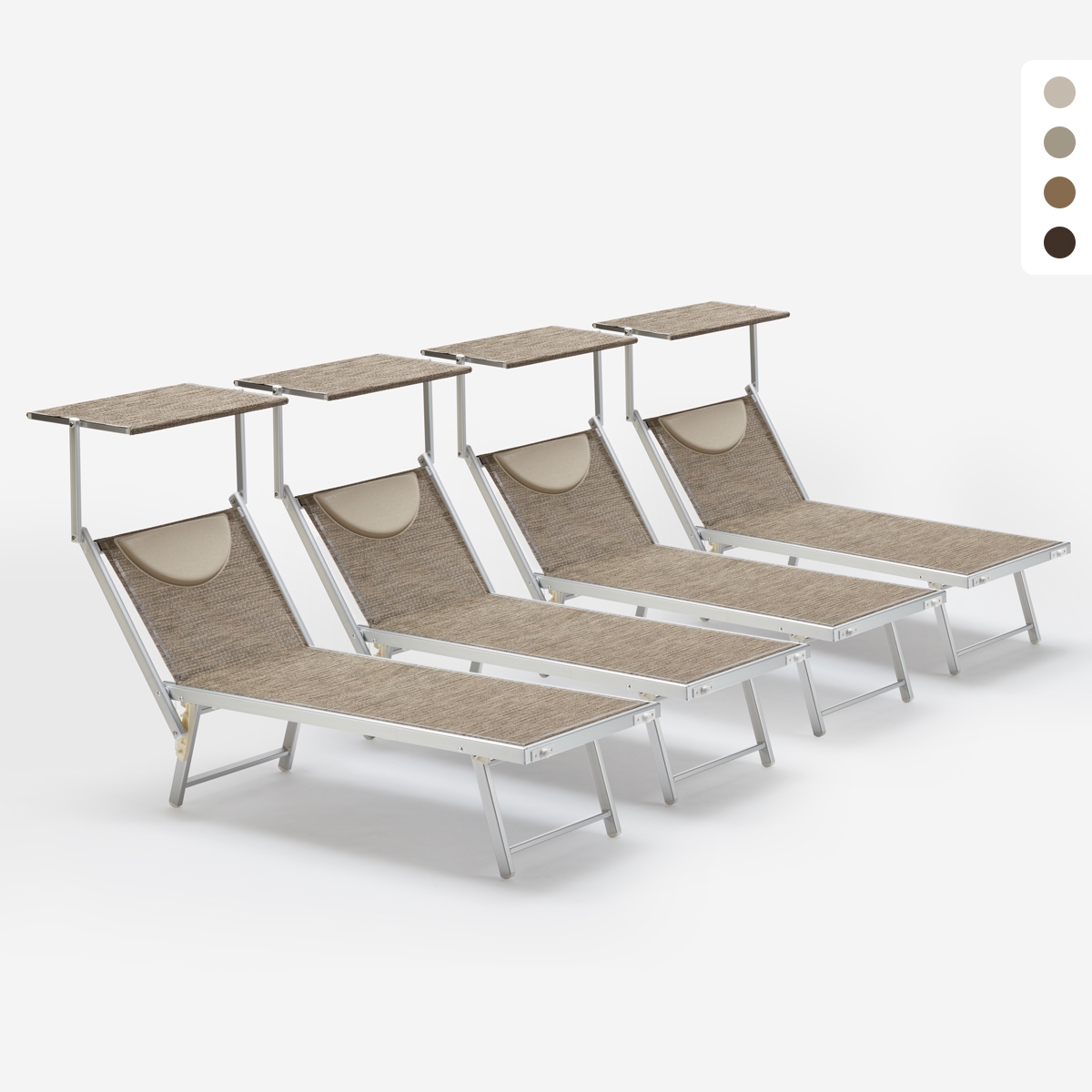 4 Lettini spiaggia mare prendisole in alluminio Santorini Limited Edition 