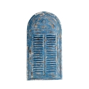 Specchio con cornice a forma di finestra con ante azzurro Vendita