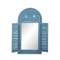 Specchio con cornice a forma di finestra con ante azzurro Promozione