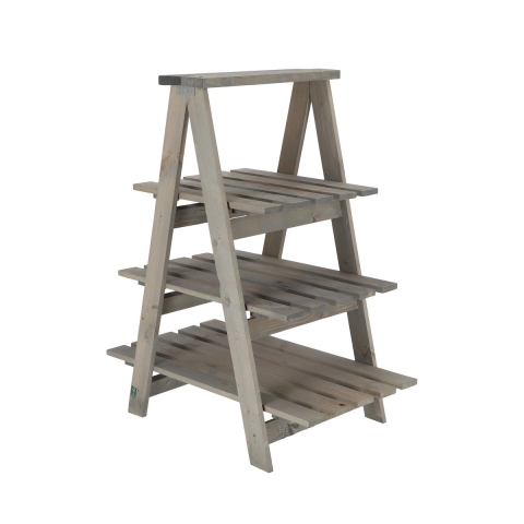 Portavasi a scaletta triangolare in legno con 4 ripiani Promozione