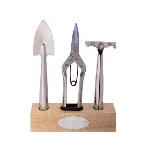 Set attrezzi da giardino in metallo con supporto Promozione