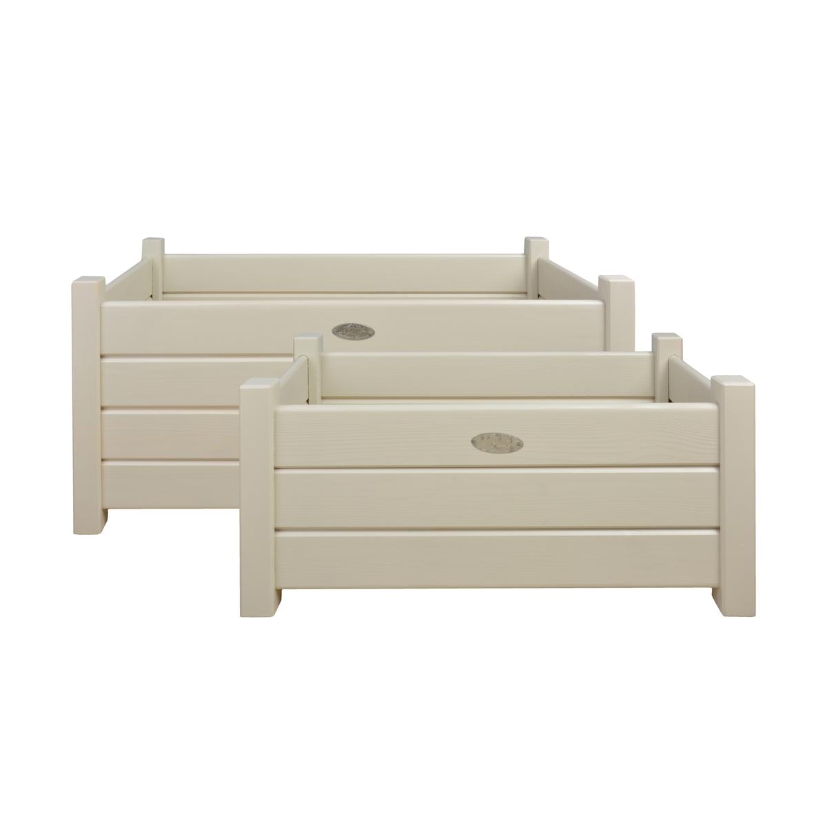 Set 2 fioriere rettangolari in legno bianco per giardino terrazza Promozione