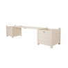 Panca da esterno giardino in legno con fioriere Stock