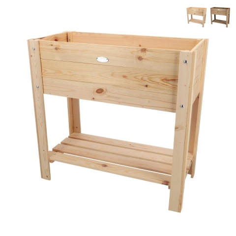 Fioriera rialzata in legno naturale 80,5x37,3x78,2 cm Promozione