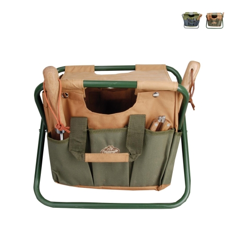 Sgabello pieghevole con borsa porta attrezzi giardinaggio Promozione