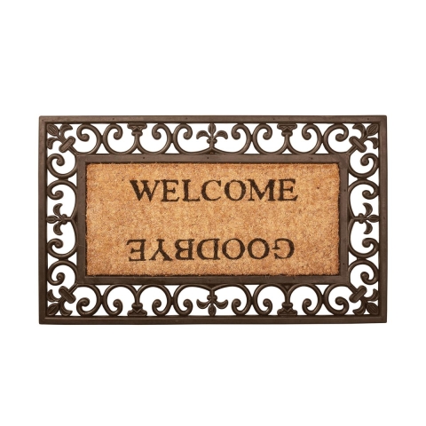 Zerbino da ingresso in gomma e cocco con scritta Welcome Goodbye Promozione
