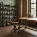 Sgabello vintage industriale regolabile da bar cucina con schienale Junt Vendita