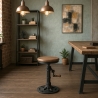 Sgabello vintage da bar industriale regolabile con manovella Zunor Vendita