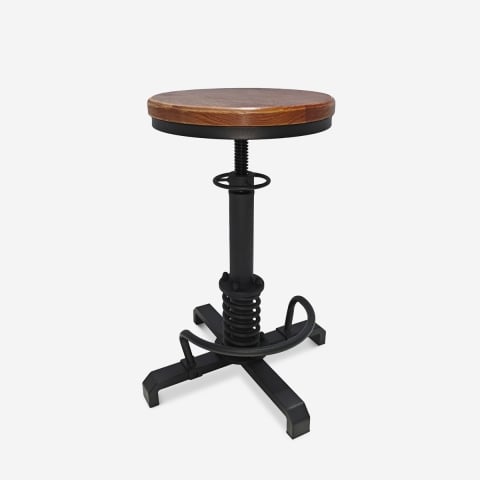 Sgabello da bar regolabile a vite in stile industriale vintage Helix Promozione