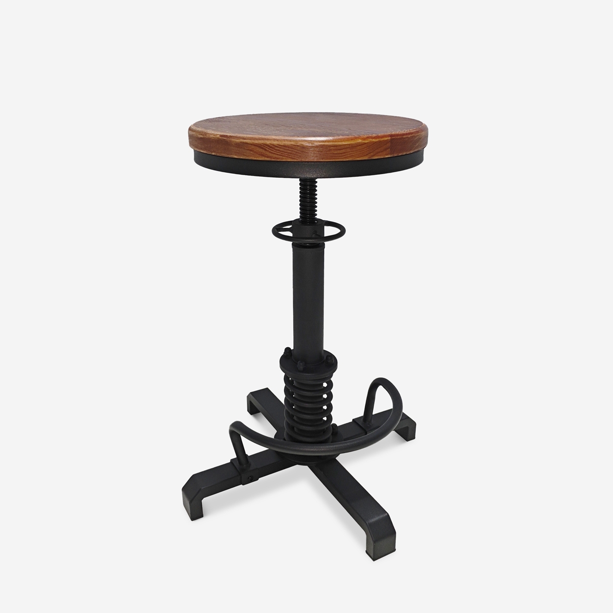 Sgabello da bar regolabile a vite in stile industriale vintage Helix