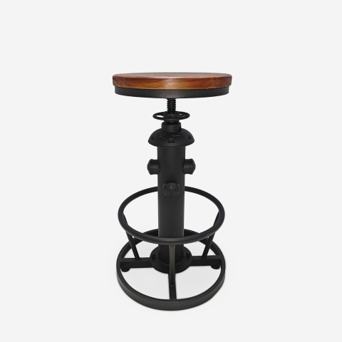 Sgabello vintage industriale da bar regolabile con poggiapiedi Ziblo Promozione