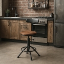 Sgabello girevole regolabile vintage industriale con schienale Crewi Back Vendita