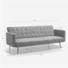 Divano letto moderno clic clac 3 posti in velluto gambe dorate Caullae 
