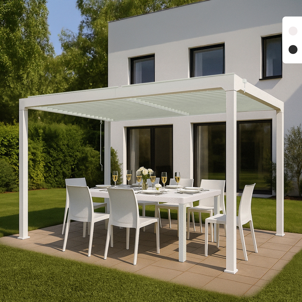 Pergola bioclimatica 3x4m da giardino in alluminio manuale Trinidad