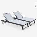 Stock 2 lettini sdraio giardino con ruote regolabili alluminio Rimini Promozione