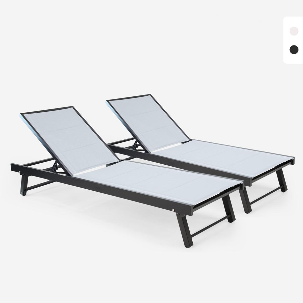 Stock 2 lettini sdraio giardino con ruote regolabili alluminio Rimini