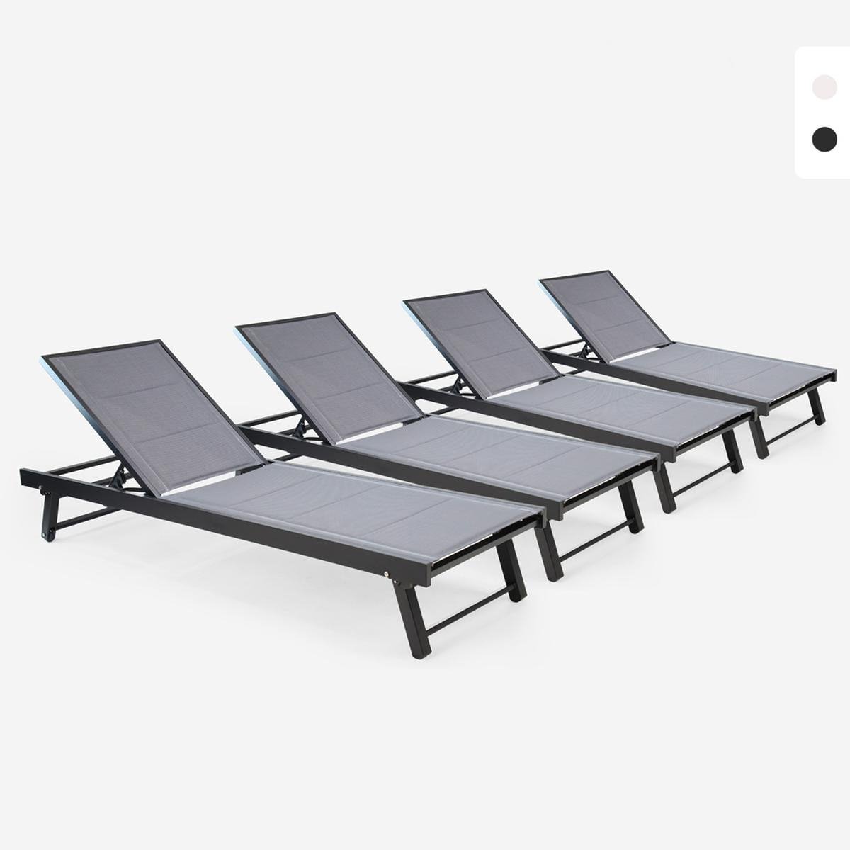 Stock 4 lettini prendisole da giardino piscina alluminio ruote Rimini Promozione Stock 4 lettini prendisole da giardino piscina alluminio ruote Rimini Promozione