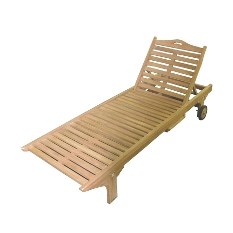 Lettino da giardino in teak con ruote e tavolino estraibile Carloforte Promozione