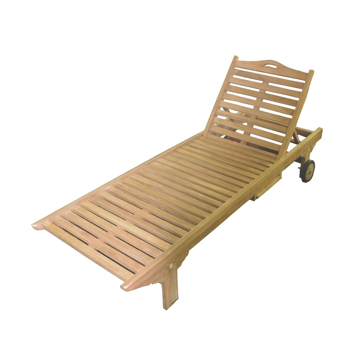 Lettino da giardino in teak con ruote e tavolino estraibile Carloforte