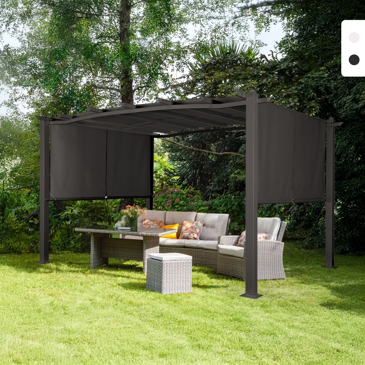 Gazebo da esterno giardino in alluminio rettangolare 3x4m Barbados
