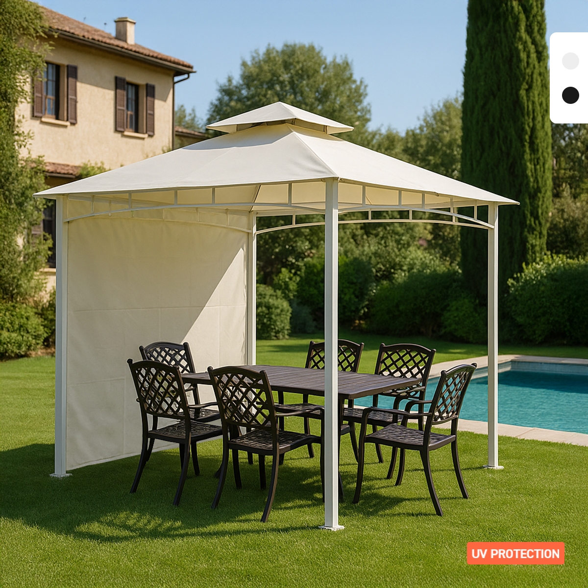 Gazebo 3,3x3,3 metri giardino bar veranda mercato pagoda Antigua uv
