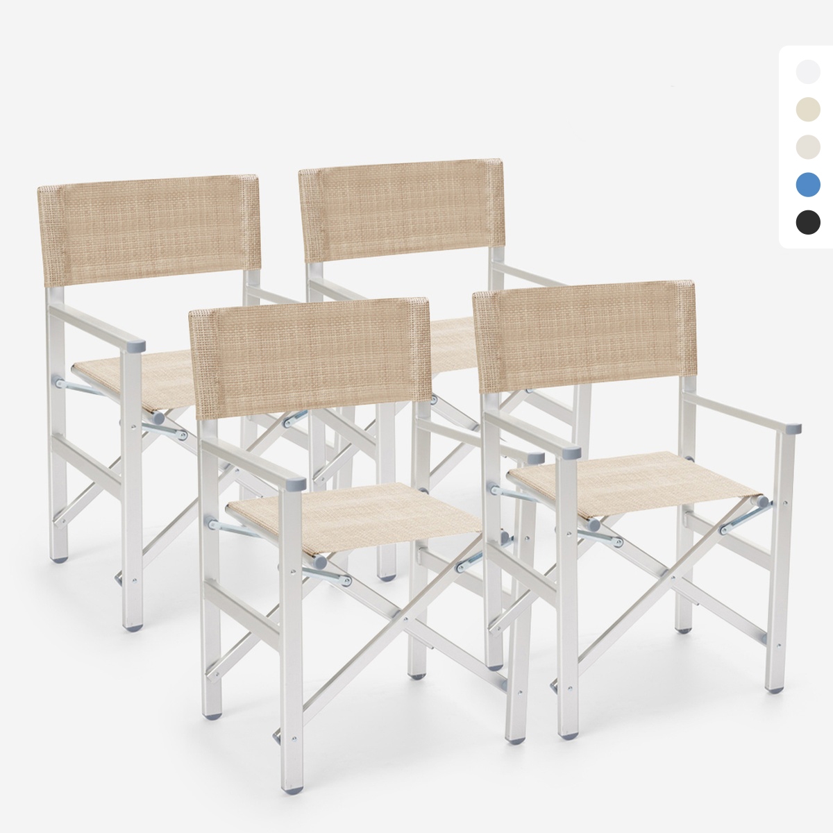 4 Sedie spiaggia mare pieghevole portatile alluminio textilene Regista Gold 