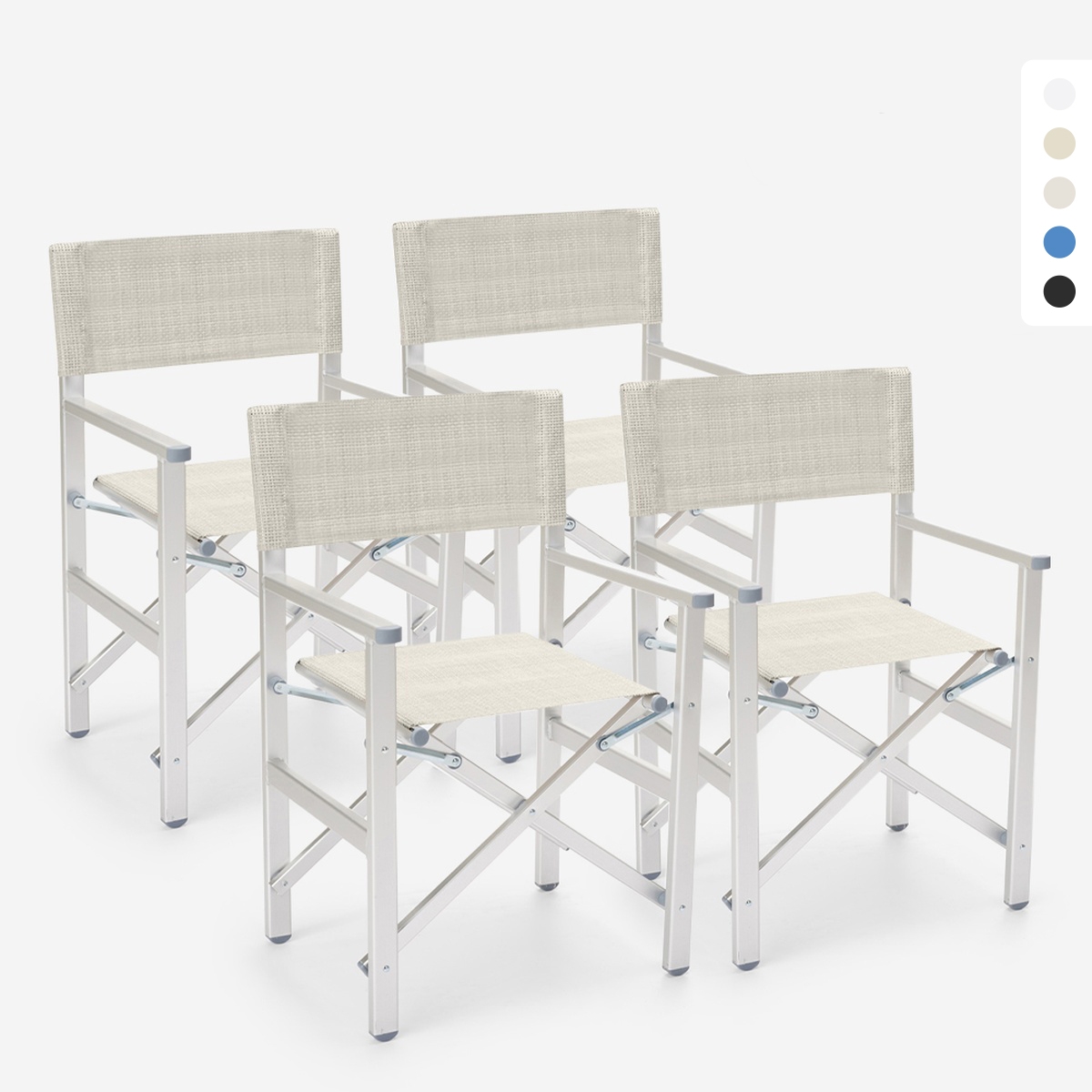 4 Sedie spiaggia mare pieghevole portatile alluminio textilene Regista Gold