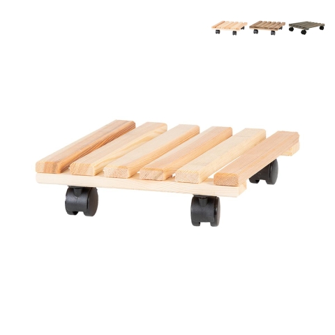 Carrello quadrato portavasi piante in legno con ruote Promozione