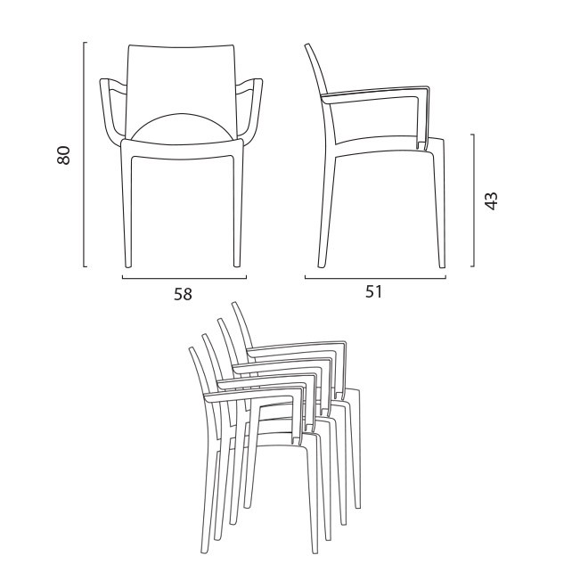 Sedie con braccioli in polipropilene per bar e ristorante Paris Arm Grand  Soleil