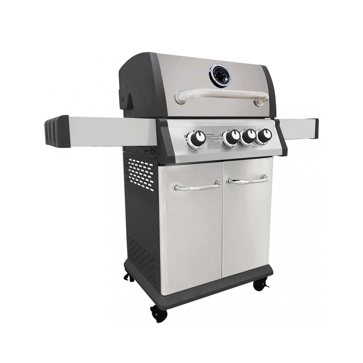 Barbecue a gas in acciaio a 3 fuochi con fornello Montana