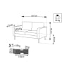 Divano 2 posti moderno in cotone 137x73x82cm Ramsey 