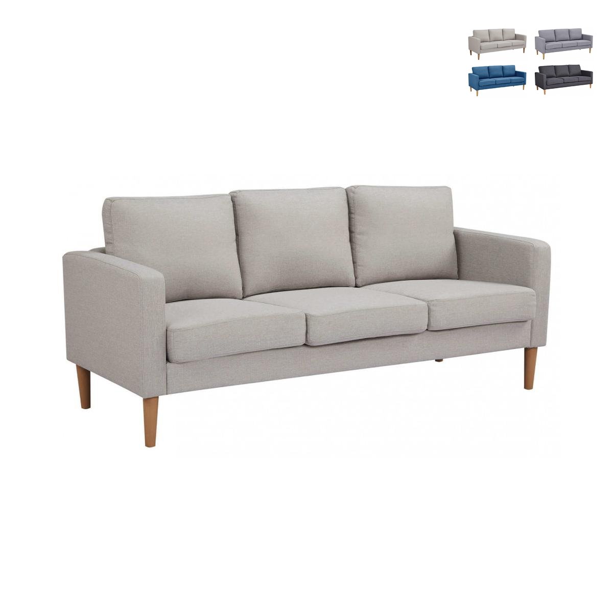 Divano 3 posti moderno con gambe effetto legno Ramsey
