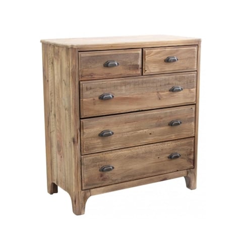 Cassettiera in legno naturale per camera da letto 5 cassetti Farley Promozione