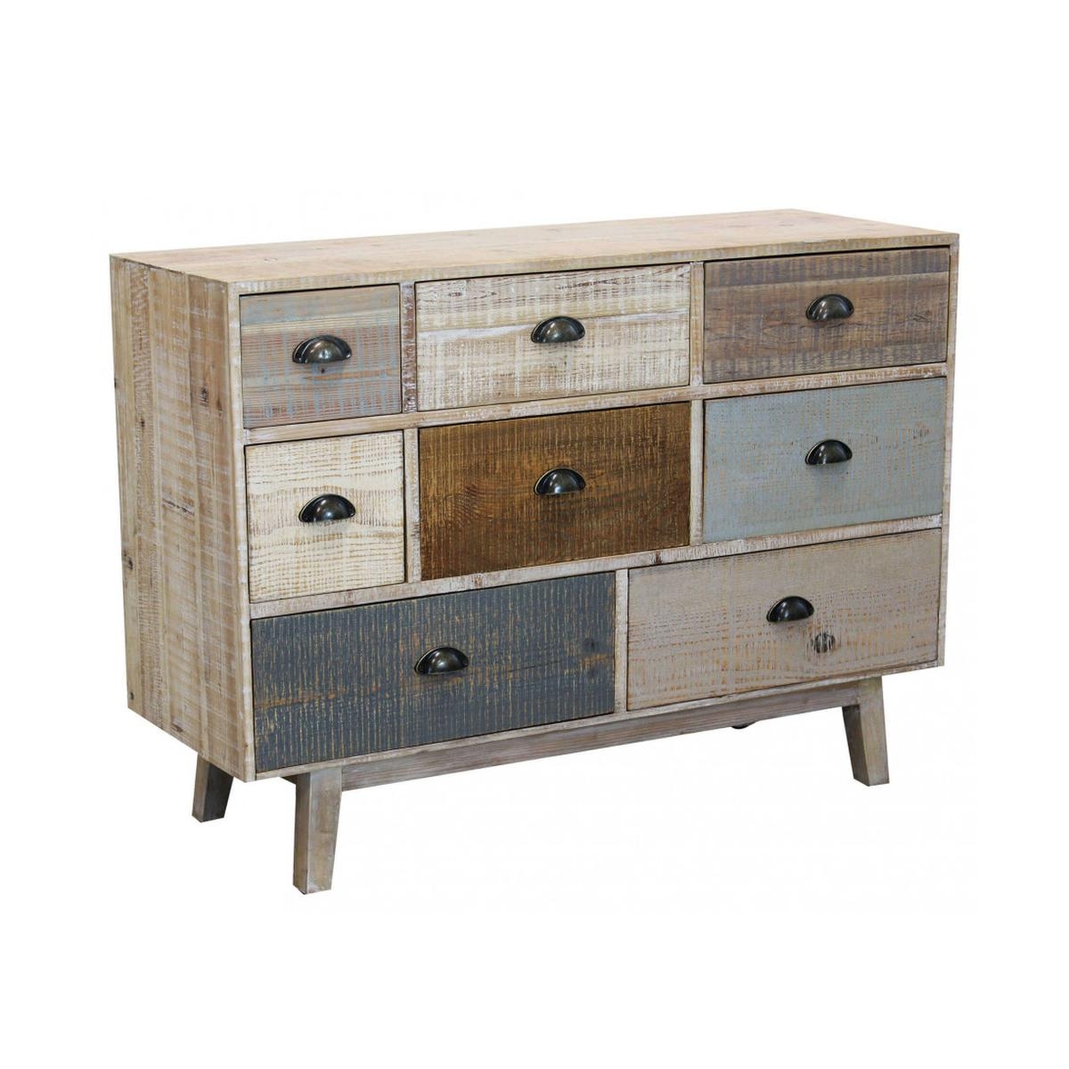 Cassettiera in legno colorato con 8 cassetti shabby chic Donald